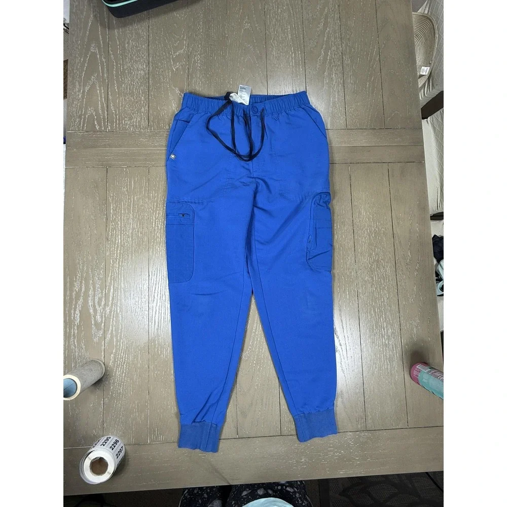 FIGS Cairo Cargo‎ Pants Mens Small Blue Button Jogger Scrub Workwear Nurse